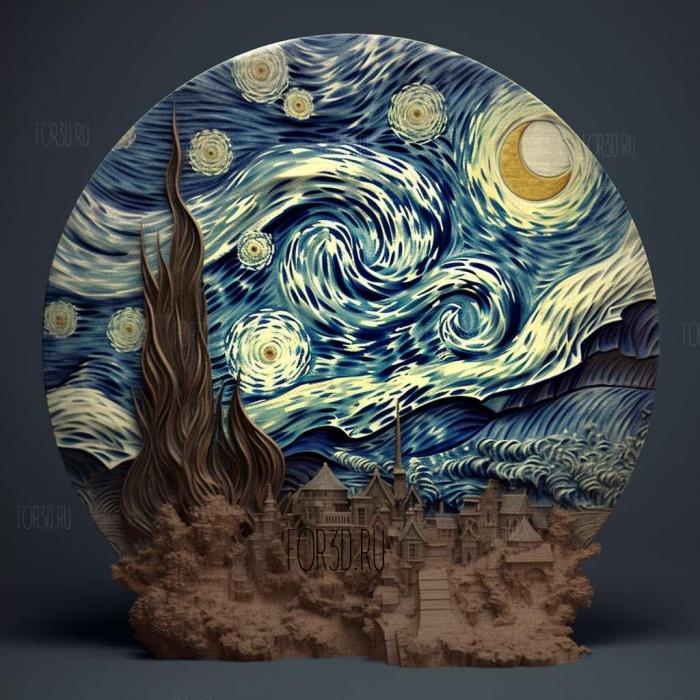 gogh starry 4 stl model for CNC